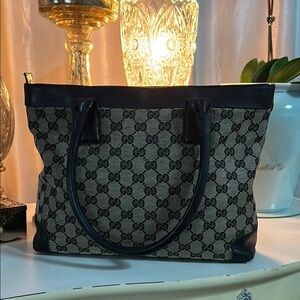 Gucci Black and Brown Signature Tote